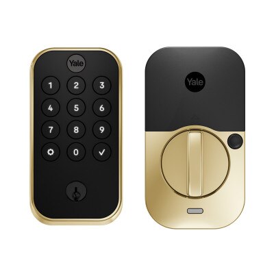 Yale Pro 2 Keyed Pushbutton Keypad Lock with Wi-Fi, Lifetime Brass